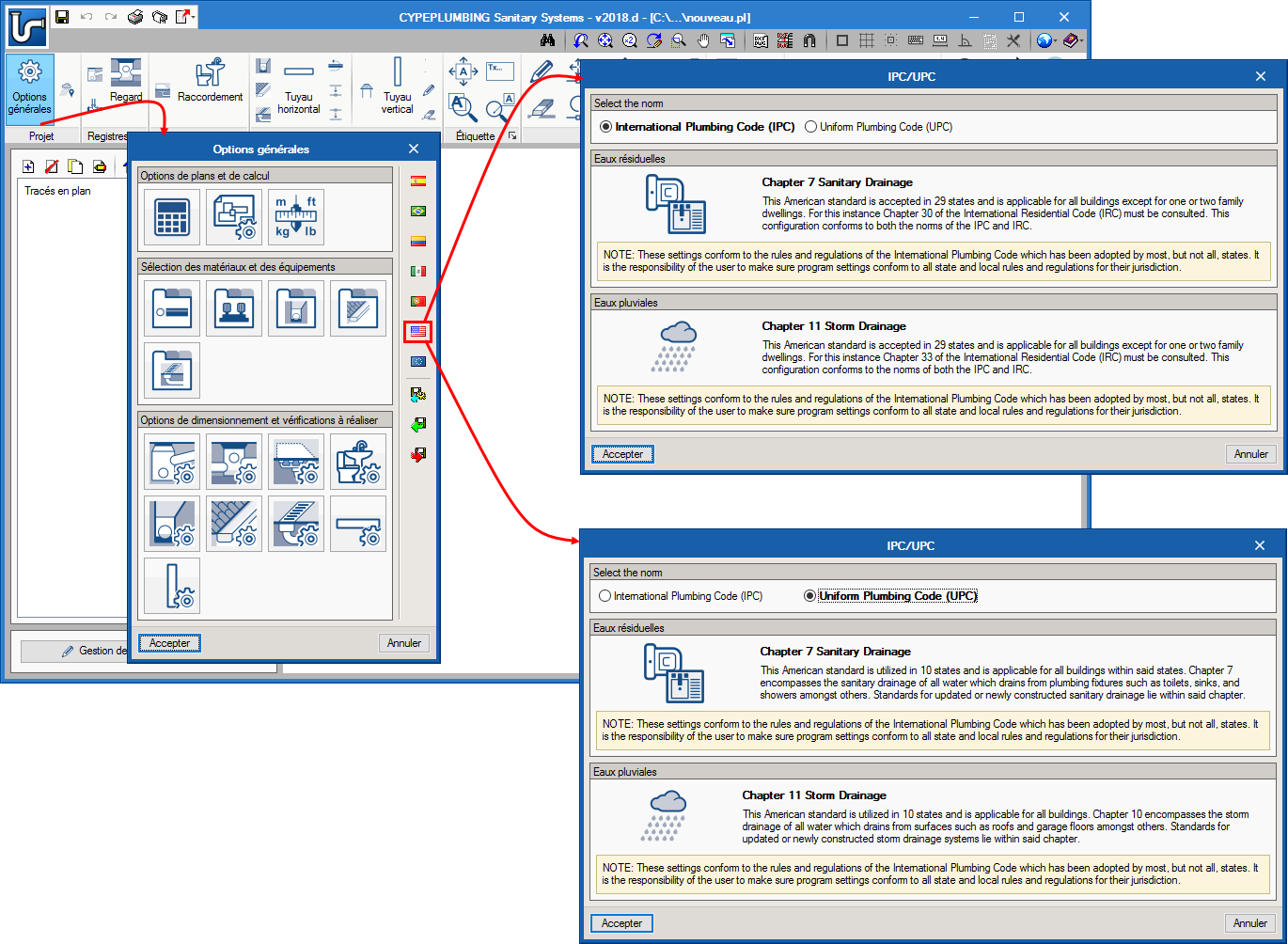 CYPEPLUMBING Sanitary Systems. IPC. International Plumbing Code (USA) et UPC. Uniform Plumbing Code (USA)
